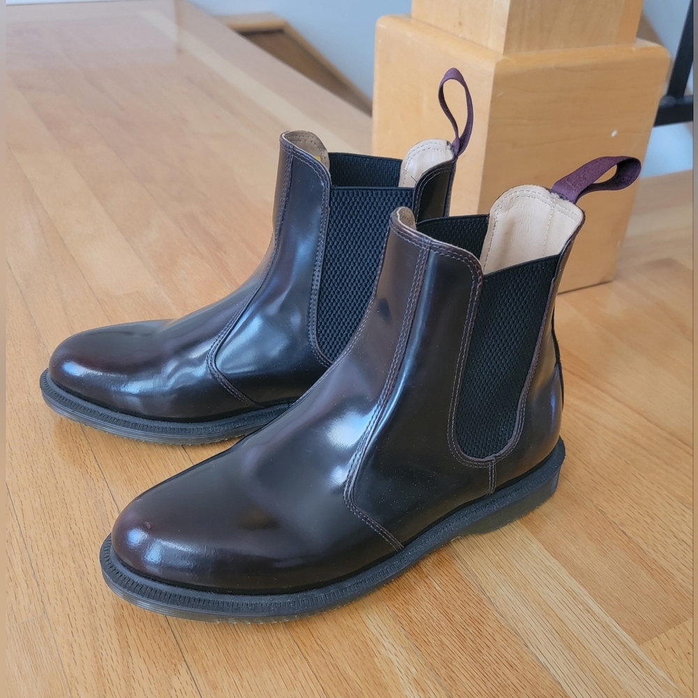 Dr. Martens Glossy  Dark Burgundy Ankle Boots